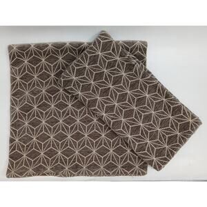 Westex 2Pc Set Brown Geometric Pattern Textured Toss Pillow Cover Square